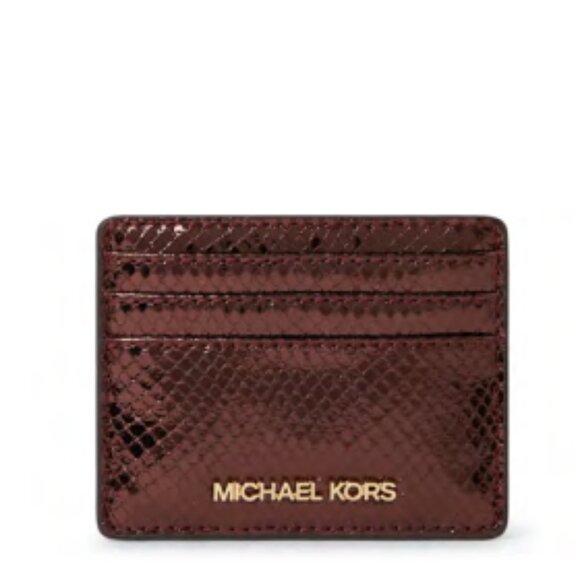 NWOT - Michael Kors Women's Jet Set Card Holder (Metallic Oxblood) - Picture 1 of 11